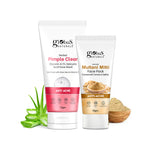 Globus Naturals Face Care Combo Set of 2- Glycolic & 1% Salicylic Acid Face Wash 75gm and Multani Mitti Face Pack 50 gm