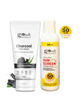 Globus Naturals Summer Sizzle Set - Sunscreen Lotion SPF 50++ 100 ml & Charcoal Face Wash 75 gm