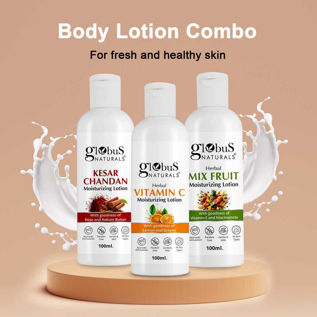 Body Lotion Combo Set of 3, Kesar Chandan, Vitamin C & Mix Fruit Body Lotion, 300ml