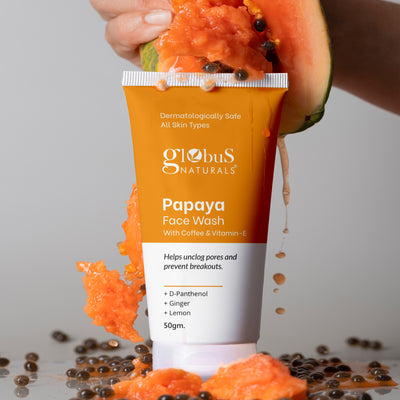 Globus Naturals Papaya Face Wash with Coffee & Vitamin-E, 50gm