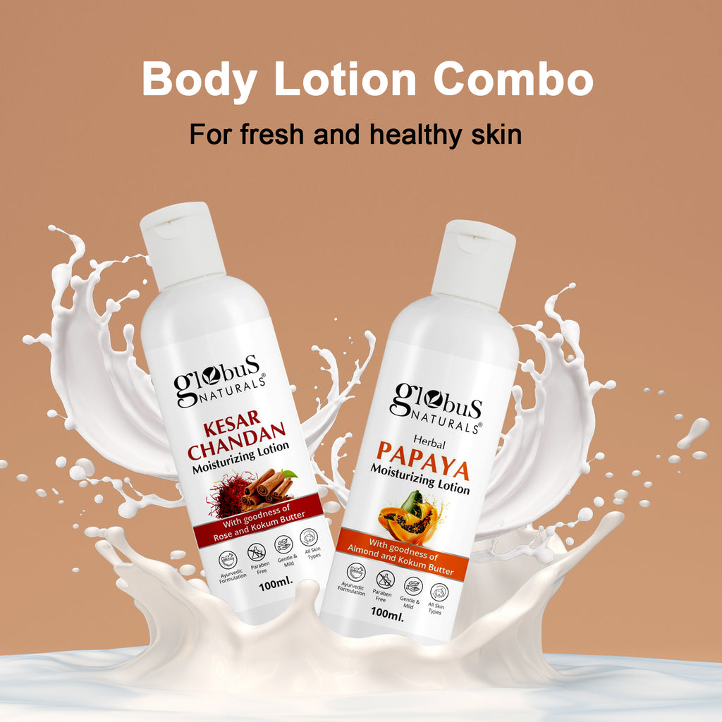 Body Lotion Combo Set of 2, Kesar Chandan & Papaya Body Lotion, 200ml