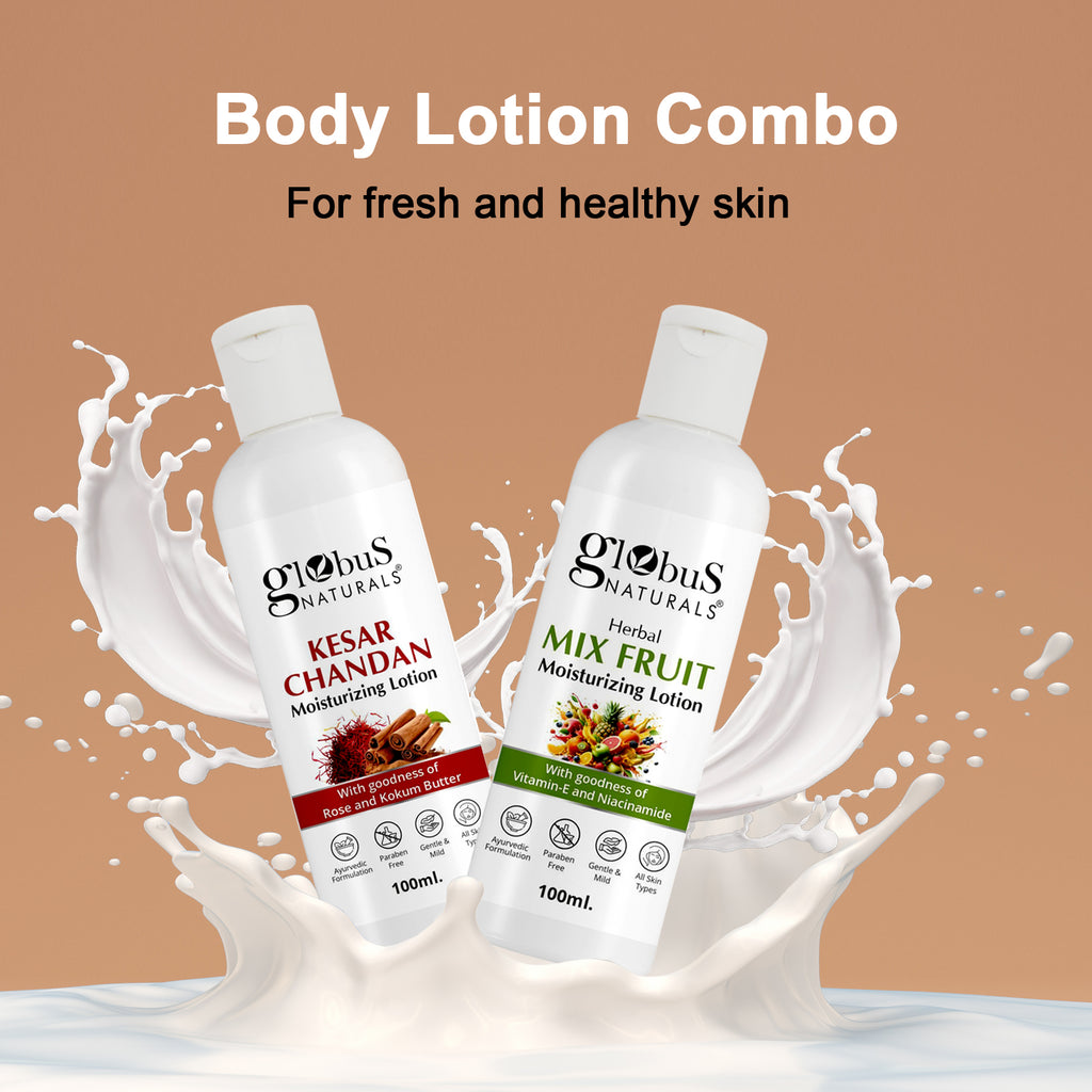 Body Lotion Combo Set of 2, Kesar Chandan & Mix Fruit Body Lotion, 200ml