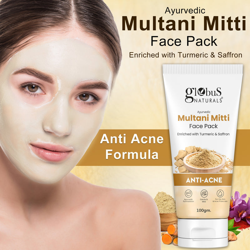 Globus Naturals Anti Acne Multani Mitti Face Pack, For Oily & Acne Prone Skin, 100 gm