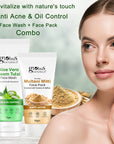 Globus Naturals Face Care Combo Set of 2- Aloe Vera Face Wash 75gm and Multani Mitti Face Pack 50 gm