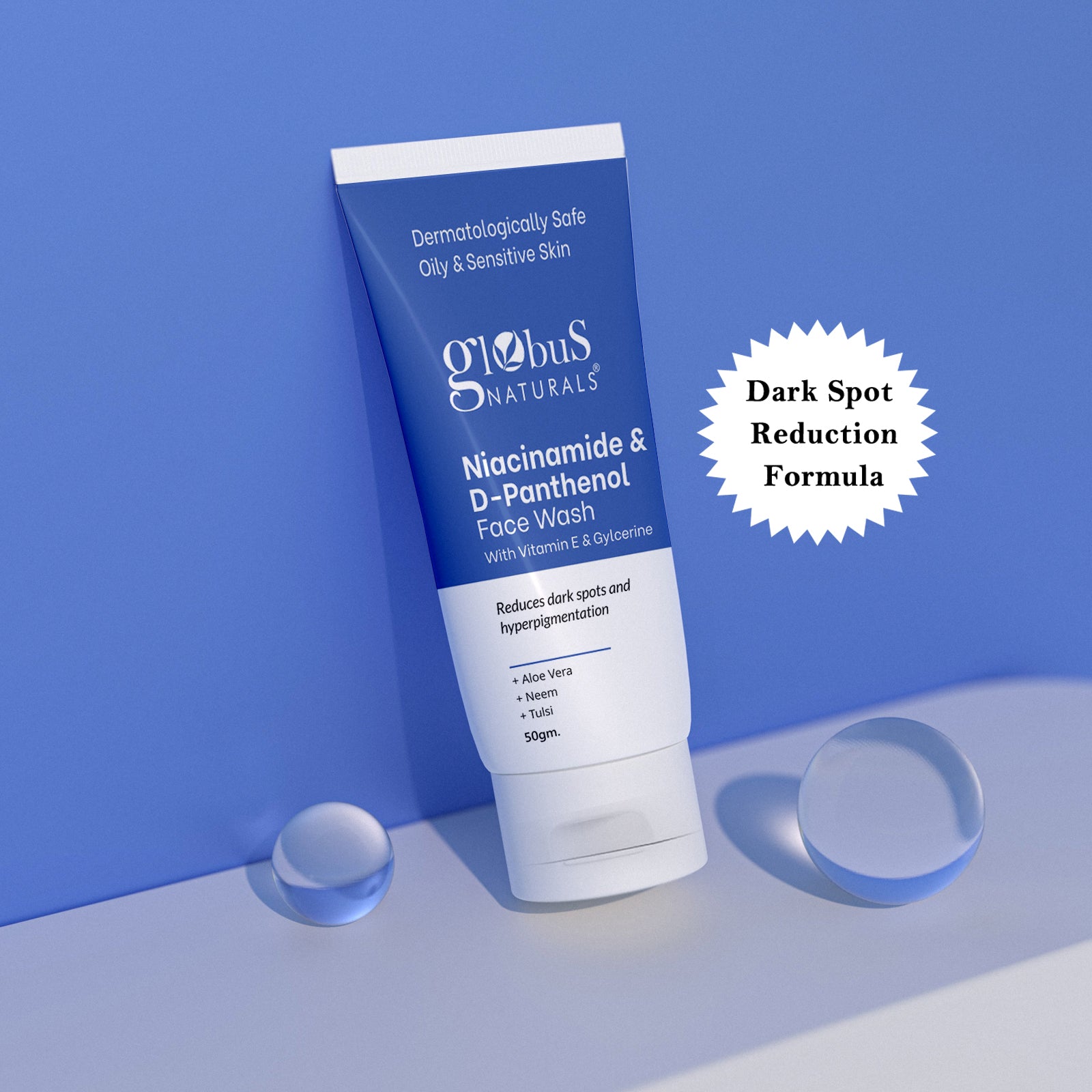 Niacinamide &amp; D-Panthenol Face Wash, Reduces Dark Spots &amp; Hyperpigmentation, Suitable for Oily &amp; Sensitive Skin 50gm