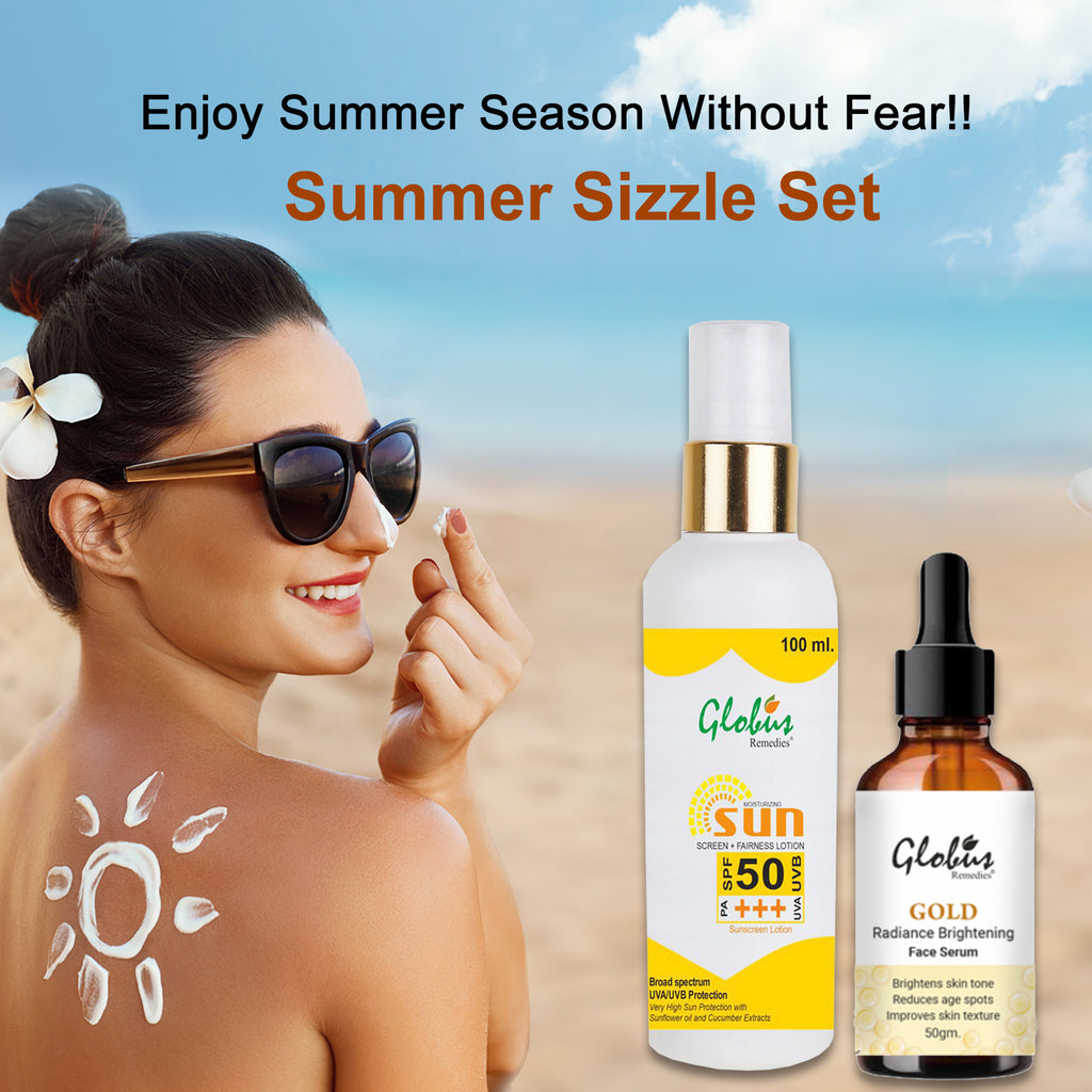 Summer Sizzle Set - Sunscreen Lotion SPF 50++ 100 ml & Gold Face Serum 50 ml