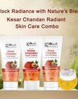 Globus Naturals Kesar Chandan Radiant Skin Care Combo- Face Wash, Face Cream, Peel off Mask, Face Gel, Set of 4