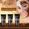 Globus Naturals Coffee Trio Kit For Skin Brightening - Face Wash, Face Scrub & Peel Off Mask, Set of 3, All Skin Types