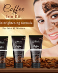 Globus Naturals Coffee Trio Kit For Skin Brightening - Face Wash, Face Scrub & Peel Off Mask, Set of 3, All Skin Types