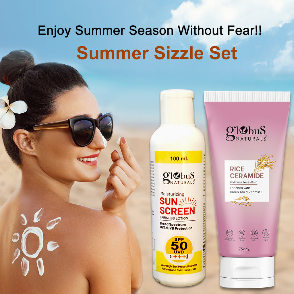 Summer Sizzle Set - Sunscreen Lotion SPF 50++ 100 ml & Rice Ceramide Face Wash 75 gm