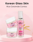 Rice Radiance Combo For Korean Glass Skin, Set of 3 - Face Cream, Face Scrub, Face Toner