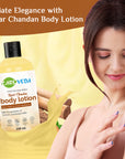 CareVeda Kesar Chandan Body Lotion, with the goodness of Turmeric and Almond, Ayurvedic Preparation, Paraben Free, Gentle & Mild, Suitable For All Skin Types, 200 ml