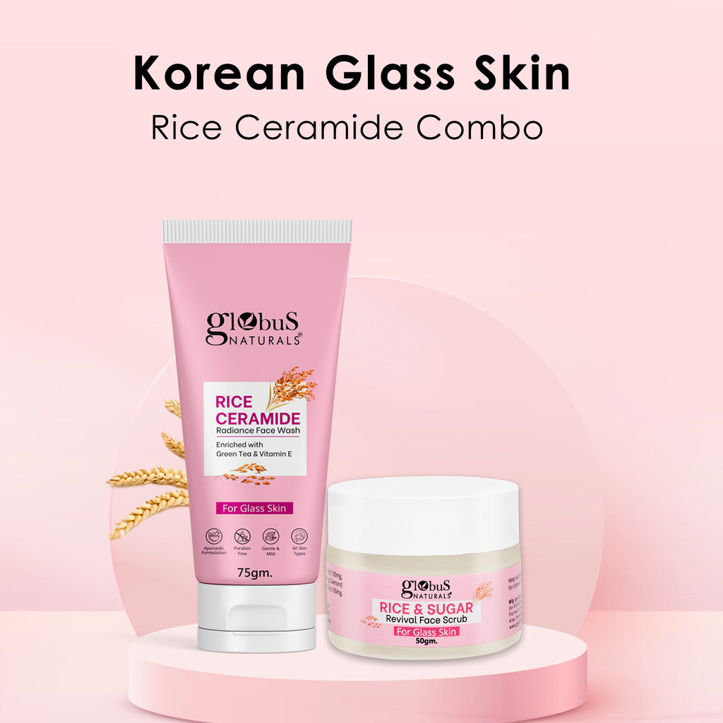 Rice Radiance Combo For Korean Glass Skin, Set of 2 Face wash, Face Scrub