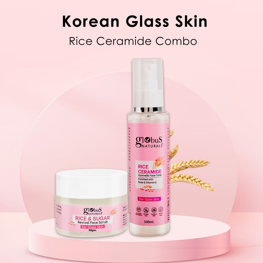 Rice Radiance Combo For Korean Glass Skin, Set of 2 - Face Scrub, Face Toner