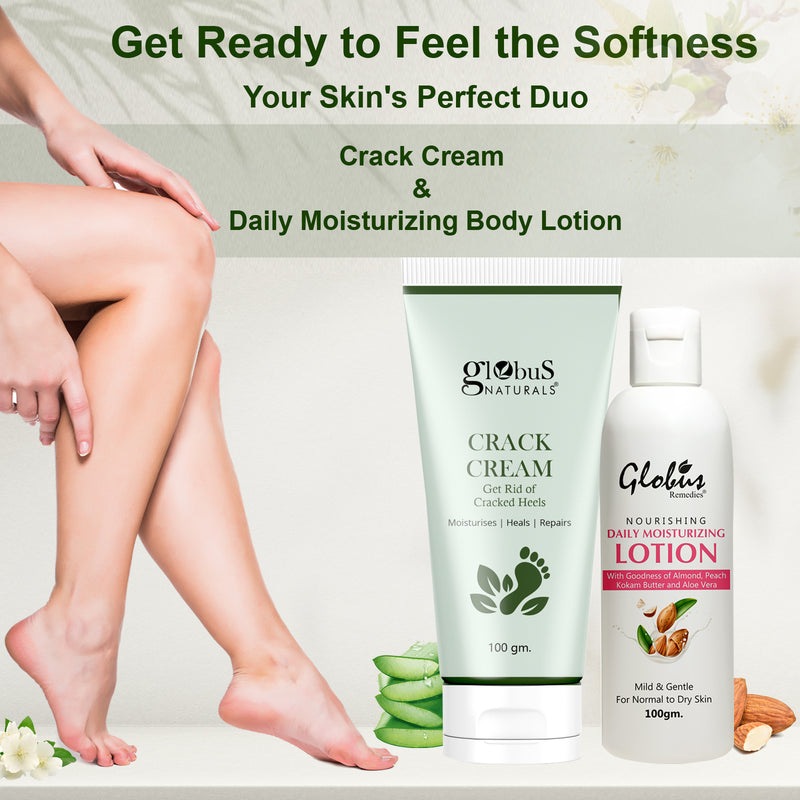 Globus Naturals Skin Nectar Body Care Combo Daily Moisturzing Body Lotion & Crack Cream