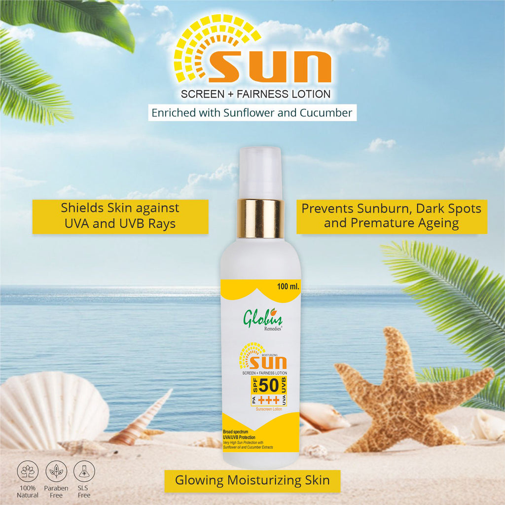 Globus Remedies Summer Sizzle Set - Sunscreen Lotion SPF 50++ 100 ml & Niacinamide Face Serum 50 ml