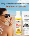 Globus Naturals Summer Sizzle Set - Sunscreen Lotion SPF 50++ 100 ml & Charcoal Face Wash 75 gm