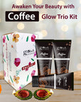 "Globus Naturals Diwali Glow Coffee Trio Kit, Set of 3 - Face Wash 100 gm, Face Scrub 100 gm, Peel off Mask 100 gm"