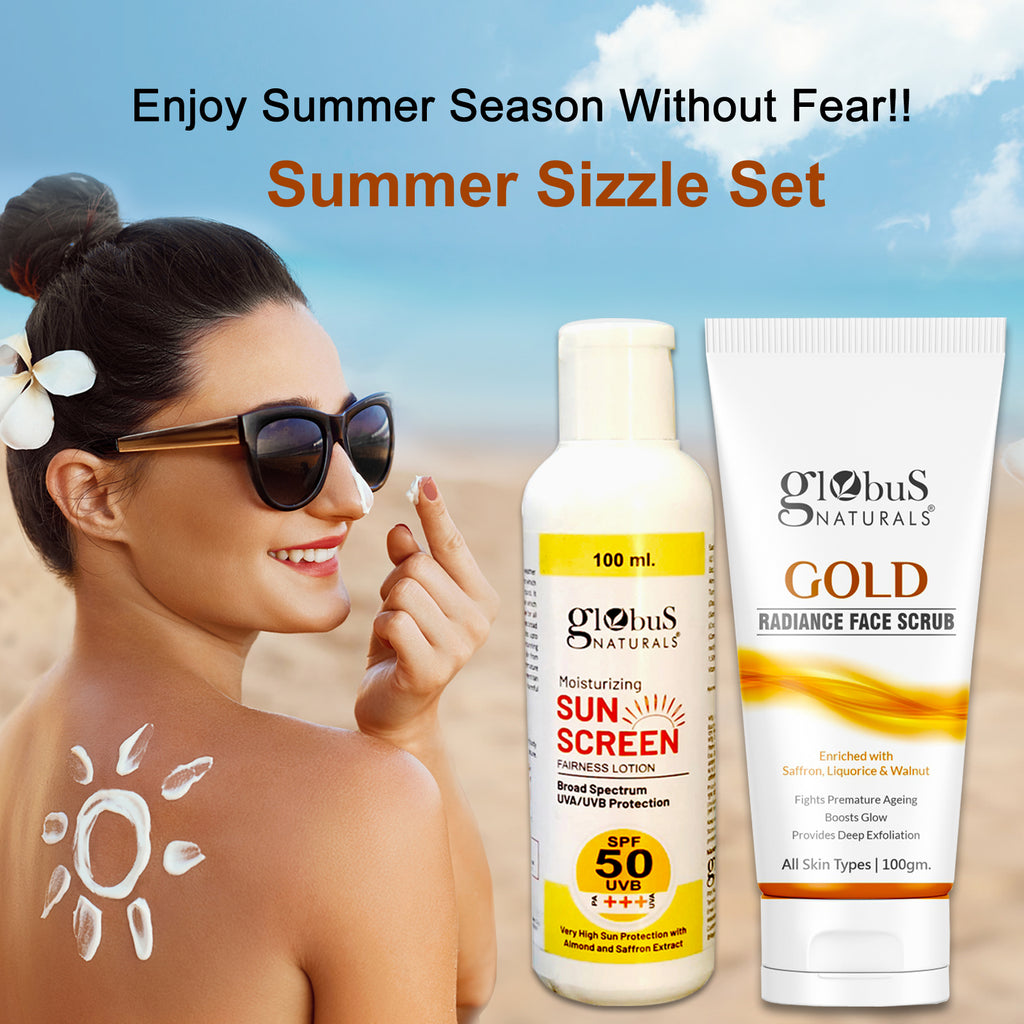 Summer Sizzle Set - Sunscreen Lotion SPF 50++ 100 ml & Gold Face Scrub 100gm