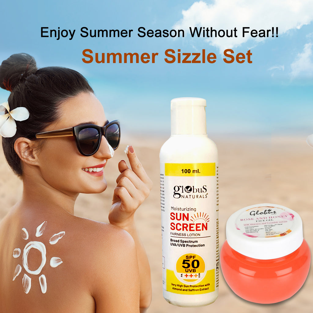 Summer Sizzle Set - Sunscreen Lotion SPF 50++ 100 ml & Rose & Honey Face Gel 100 gm