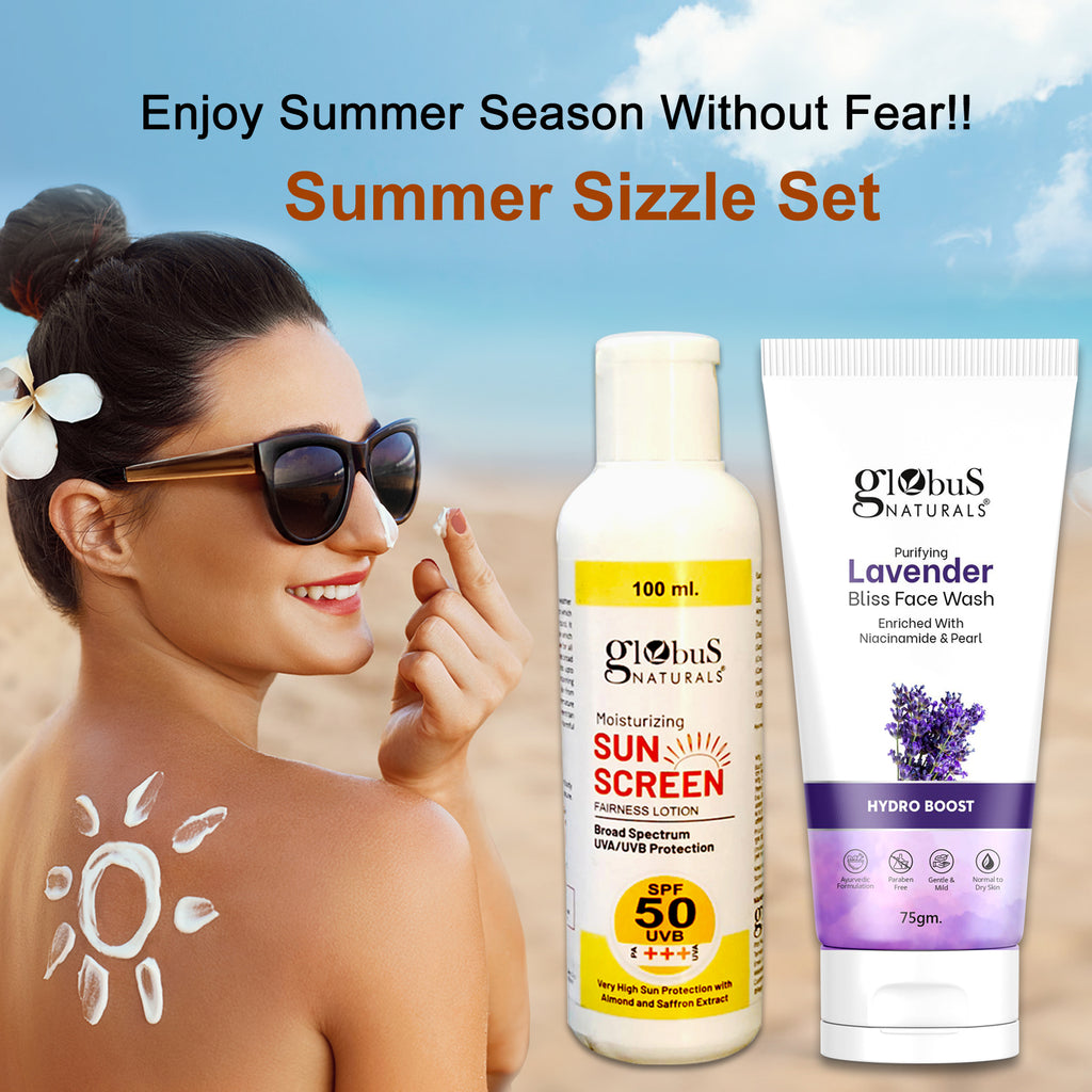 Summer Sizzle Set - Sunscreen Lotion SPF 50++ 100 ml & Lavender Face Wash 75 gm