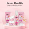 Ceramide Glow Rice Radiance Combo For Korean  Glass Skin, Set of 5 - Face Wash, Face Cream, Face Toner, Face Scrub, Peel off Mask