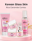 Rice Radiance Combo For Korean  Glass Skin, Set of 5 - Face Wash, Face Cream, Face Serum, Face Toner, Face Scrub