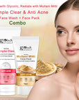 Globus Naturals Face Care Combo Set of 2- Glycolic & 1% Salicylic Acid Face Wash 75gm and Multani Mitti Face Pack 50 gm