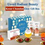 Globus Naturals Kesar Chandan Diwali Glow Gift Box, Set of 4, Face Wash 75 gm, Peel Off Mask 100 gm, Face Gel 100 gm, Saffron & Sandalwood Soap 100 gm