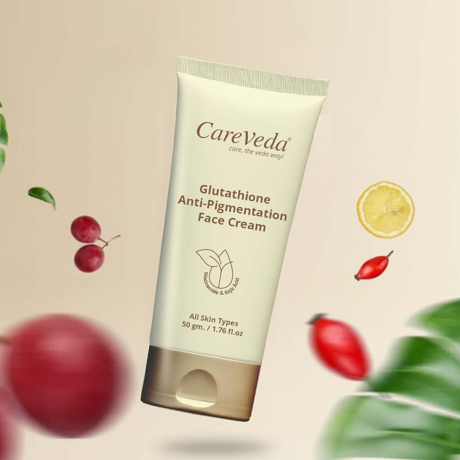 CareVeda Glutathione Anti-Pigmentation Face Cream Enriched with Kojic Acid &amp; Niacinamide  50gm