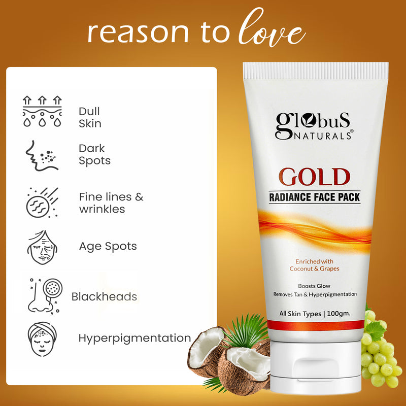 Globus Naturals Summer Sizzle Set - Sunscreen Lotion SPF 50++ 100 ml & Gold Face Pack 100 gm