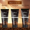 Globus Naturals Coffee Trio Kit For Skin Brightening - Face Wash, Face Scrub & Peel Off Mask, Set of 3, All Skin Types