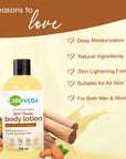 CareVeda Kesar Chandan Body Lotion, with the goodness of Turmeric and Almond, Ayurvedic Preparation, Paraben Free, Gentle & Mild, Suitable For All Skin Types, 200 ml