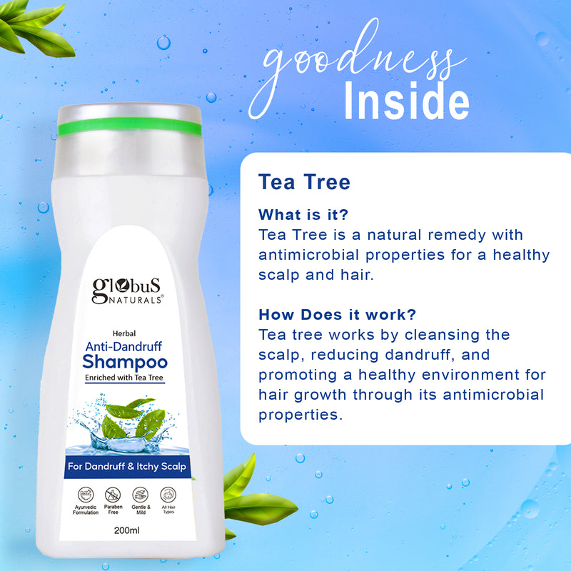 Globus Naturals Hair Care Combo-Anti Dandruff Shampoo 200ml & Tea Tree Hair Oil 100gm