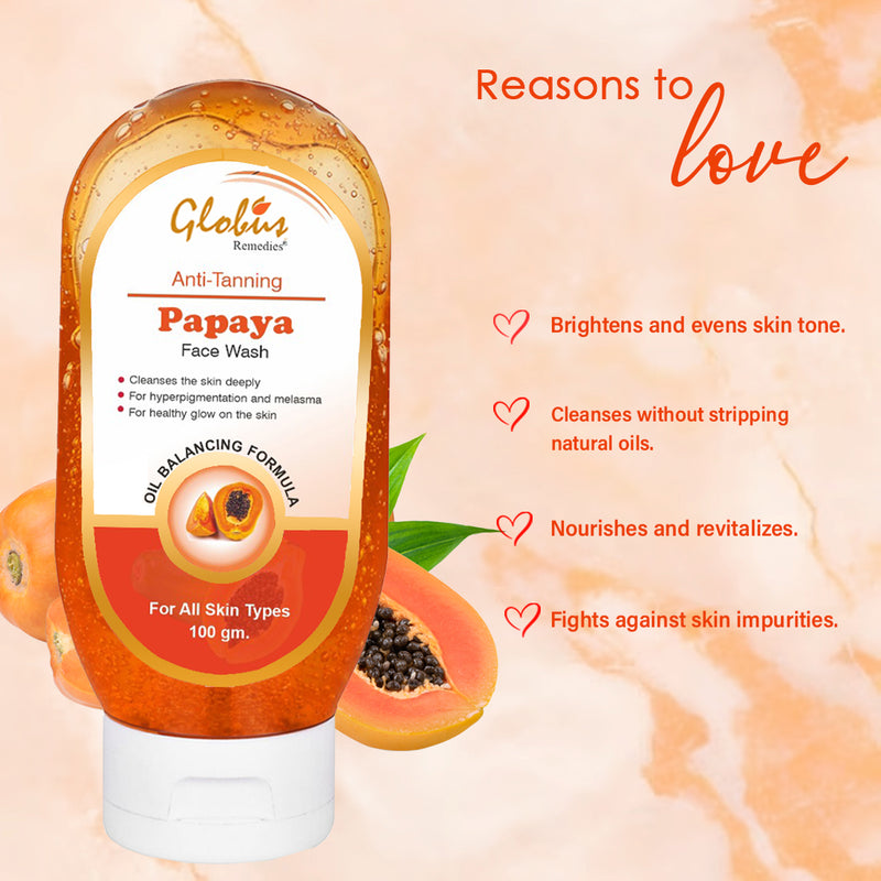 Globus Remedies Summer Sizzle Set - Sunscreen Lotion SPF 50++ 100 ml & Papaya Face Wash 100 ml