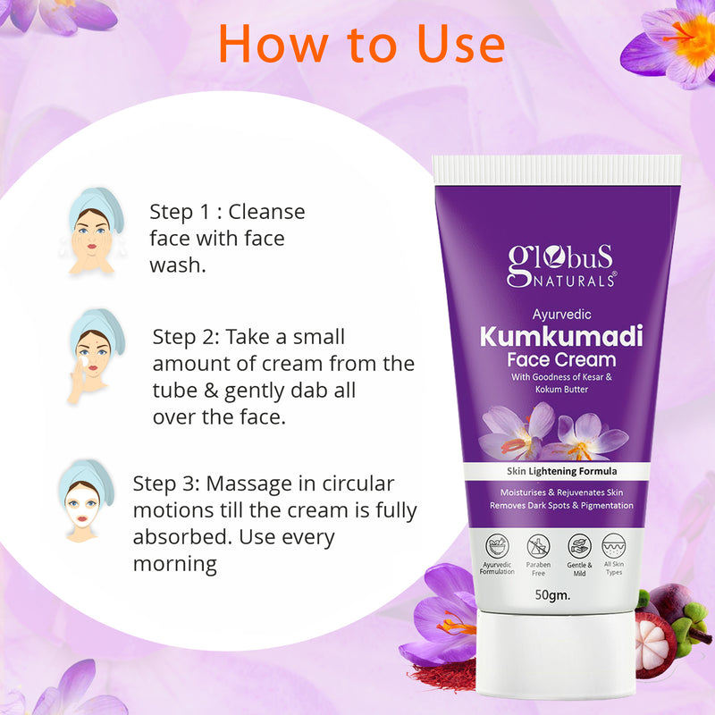 Globus Naturals Ayurvedic Kumkumadi Skin Lightening Face Cream, 50g