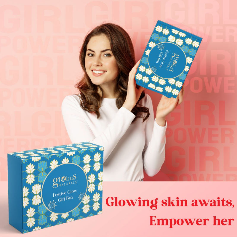 Globus Naturals Women's Day Golden Glow Gift Box Set of 4  - Box includes - Gold face wash 100gm, Face Cream 100gm, Face Scrub 100gm & Peel off Mask 100gm