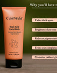 CareVeda Kojic Acid Face Wash For Reduces Dark Spots & Pigmentation Suitable For All Skin Types 100gm