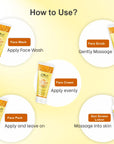 De-Tan Face Wash, Face Cream, Face Scrub & Face Pack Combo, For All Skin Types