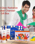 Globus Naturals Holi Glow Radiance Kesar Chandan Gift Box-Face Wash 75 gm, Face Cream 50gm Peel Off Mask 100 gm