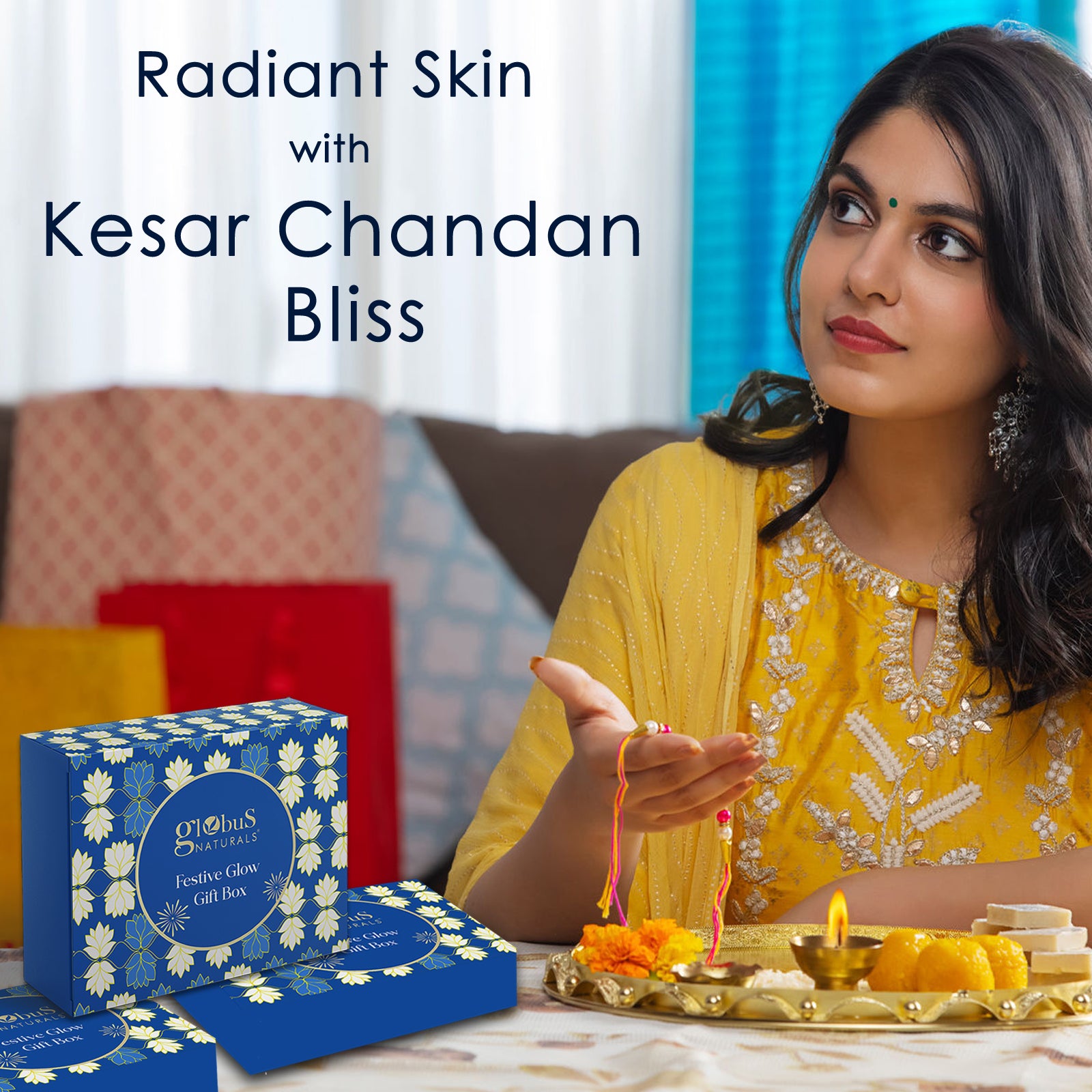 Rakhi Glow Radiance Kesar Chandan Gift Box Set of 4