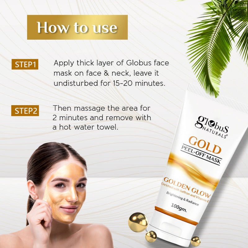 Gold Peel Off Mask Enriched with Vitamin-E, For Golden Glow & Radiance