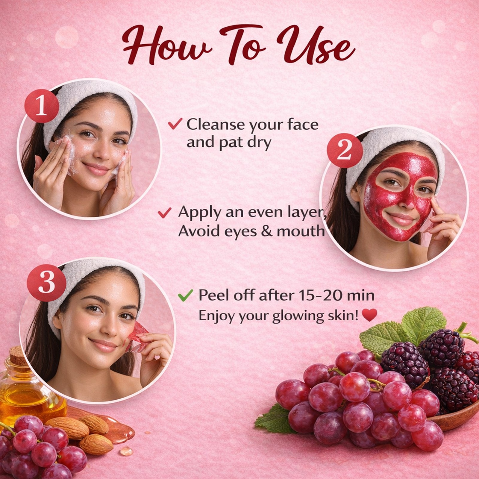 Red Wine Anti-Ageing Peel Off Mask for Glowing &amp; Youthful Skin | Boosts Elasticity &amp; Firmness | Deep Hydration | Improves Skin Texture &amp; Skin Barrier | Anti-Aging Face Mask for Women &amp; Men | 75g