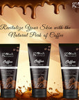 Globus Naturals Coffee Trio Kit For Skin Brightening - Face Wash, Face Scrub & Peel Off Mask, Set of 3, All Skin Types