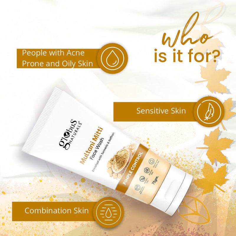 Multani Mitti Face Wash For Pimple Control, Suitable For Oily & Acne Prone Skin, 75 gm