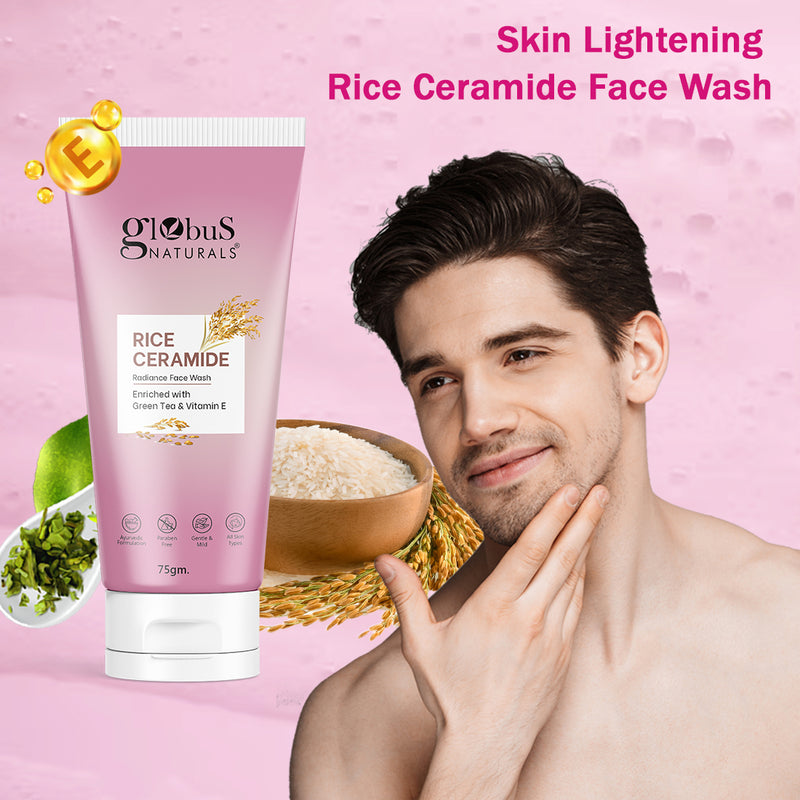 Globus Naturals Rice Ceramide Radiance Face Wash For All Skin Types, 75 gm
