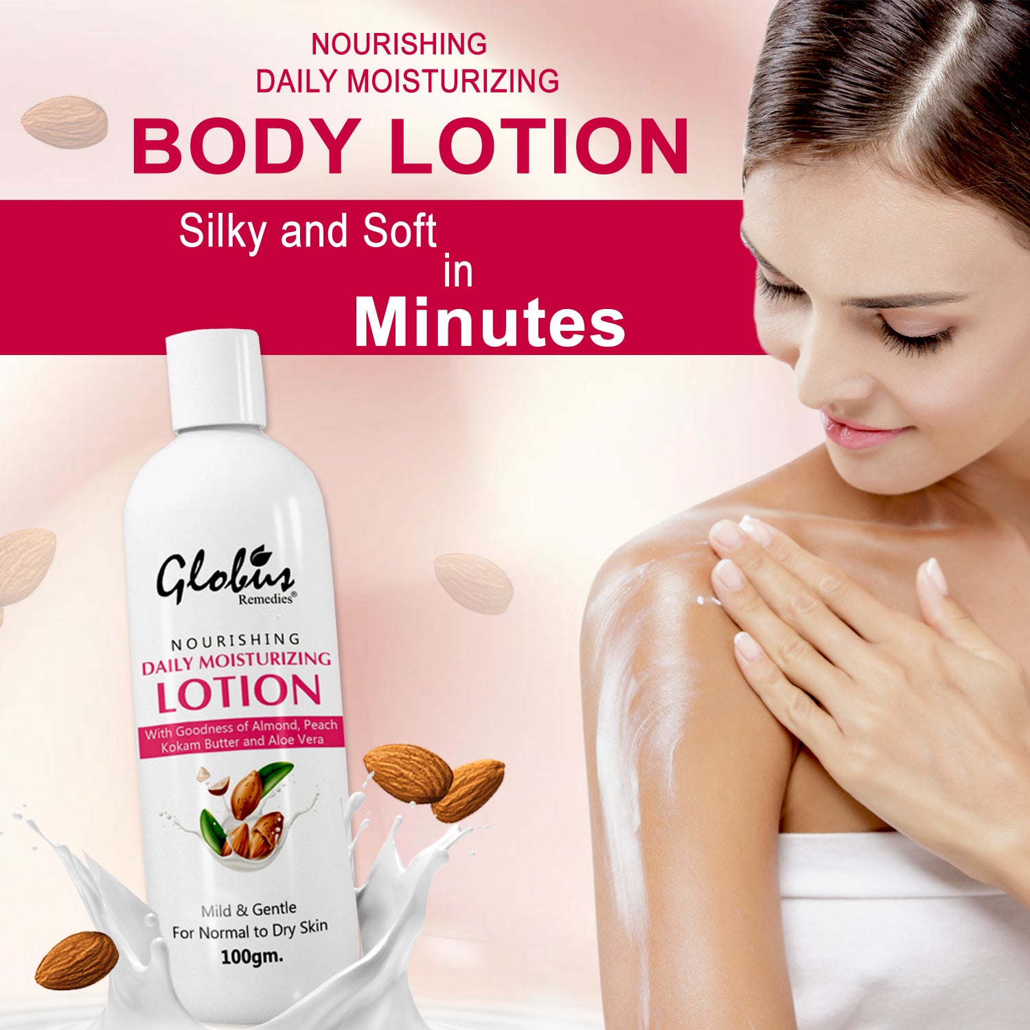 Globus Naturals Velvet Glow Body Care Combo Daily Moisturizing Body Lotion &amp; Kumkumadi Face Cream