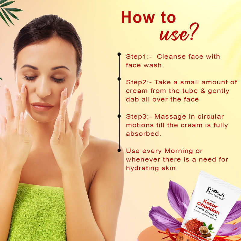 Globus Naturals Skin Lightening Kesar Chandan & Anti Acne Glycolic Face Cream 50 gm Combo Pack, Set of 2