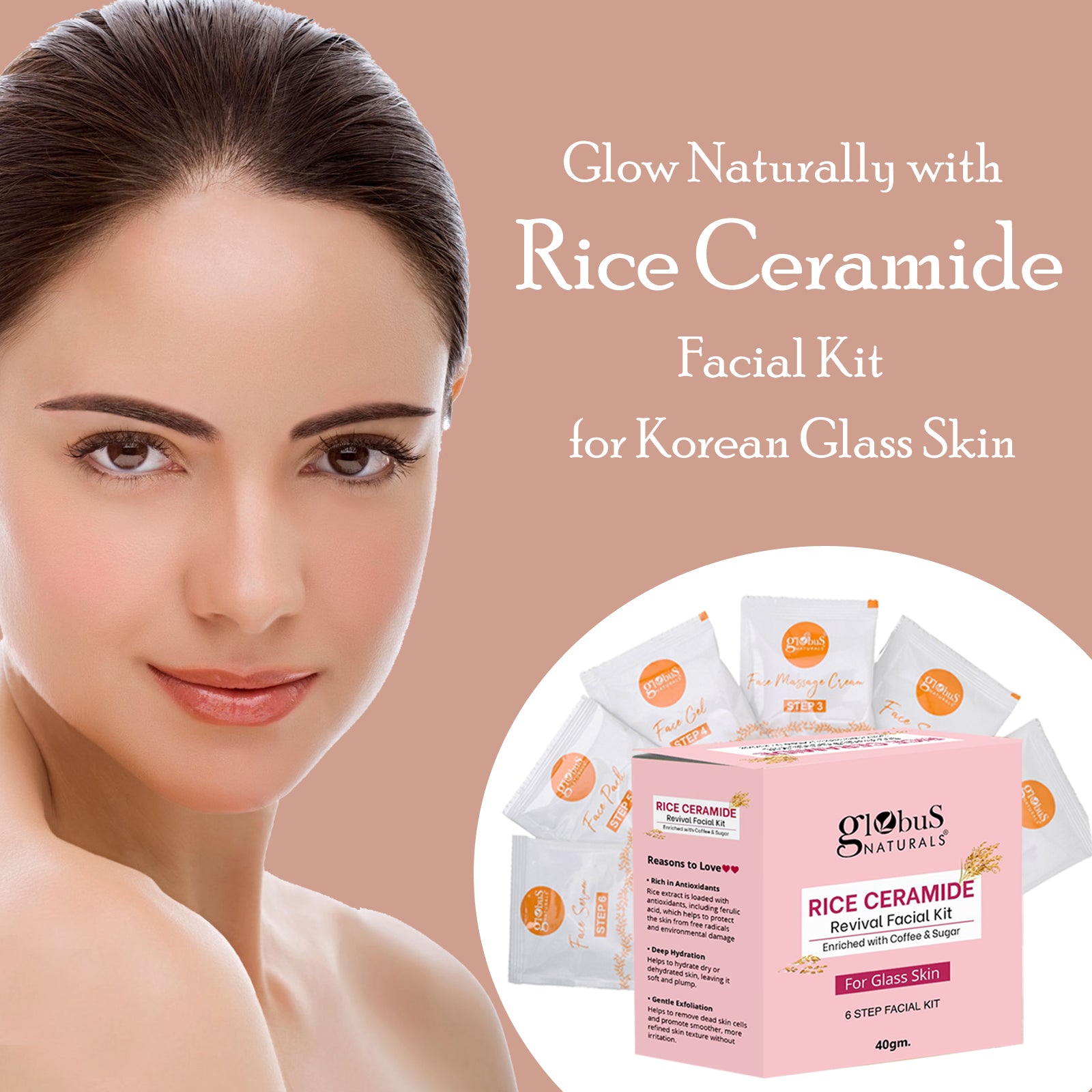 Rice Ceramide 6 Step Facial Kit For Korean Glass Skin, 40 gm