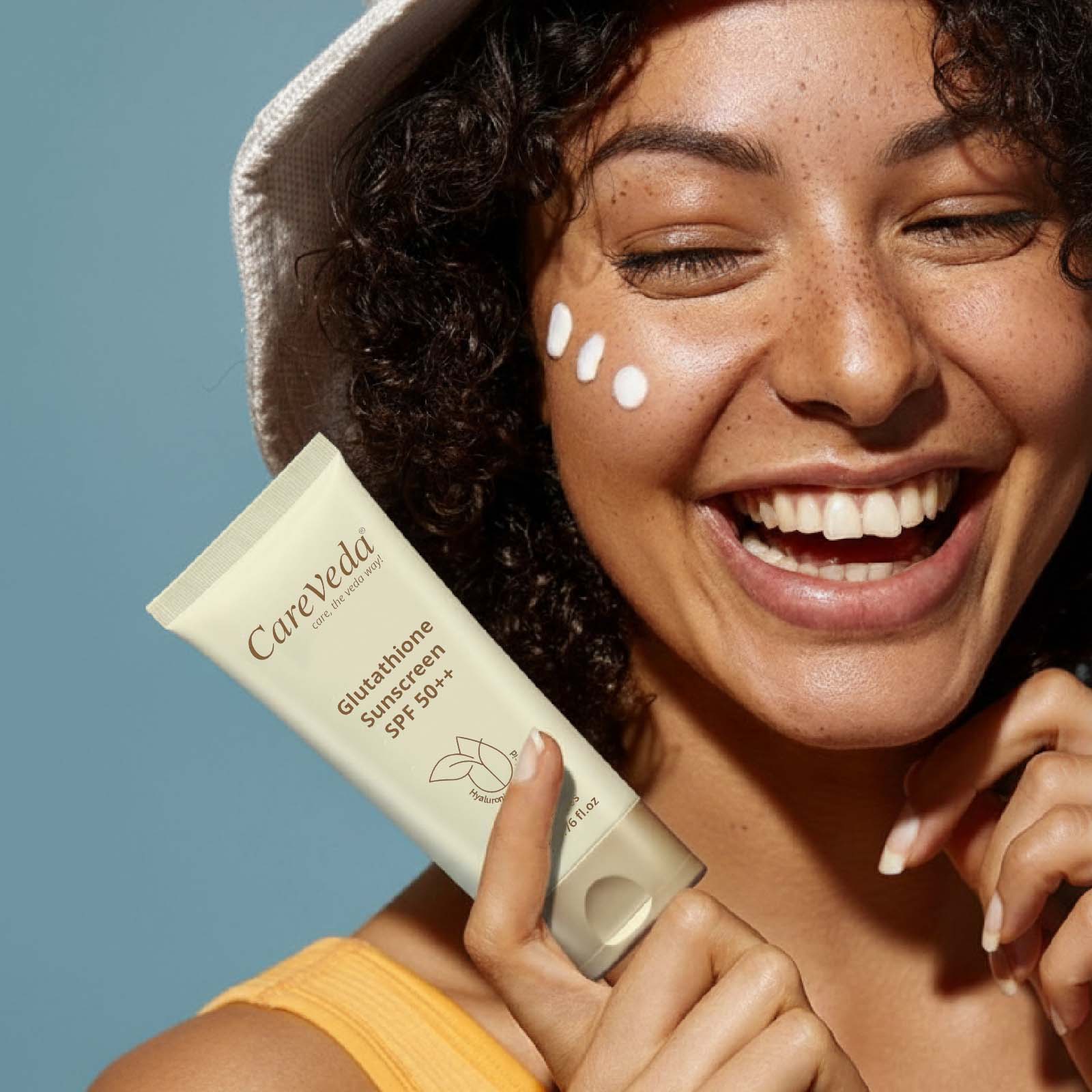 CareVeda Glutathione Sunscreen SPF 50++ Enriched with Hyaluronic &amp; Kojic Acid For All Skin Types 50gm